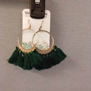 Green Tassel Earrings